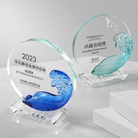 Nuevo Trofeo Ecológico Minimalista con Grabado 3D en Cristal, Impresión UV, Personalizable, Recuerdo de Honor para Empleados