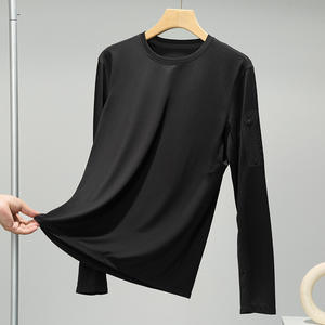 เสื้อสวมหัวลำลองผู้ชายฤดูใบไม้ร่วงคอกลมแขนยาวสำหรับการเดินป่าการตั้งแคมป์กีฬาการวิ่งการปั่นจักรยานตกปลาสีทึบ - Product Image 5