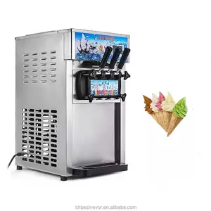 Máquina comercial de helados de 18l, máquina para hacer helados de Yogurt helado con 2 + 1 sabores, servicio suave