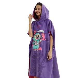 Impresión personalizada Cambio Surf <span class=keywords><strong>Poncho</strong></span> Bata de baño Secado rápido <span class=keywords><strong>Microfibra</strong></span> Toalla de playa con capucha - Product Image 2