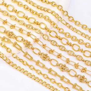 18K Gold Plated Stainless Steel Jewelry Chain DIY Metal Accessories For Necklaces Bracelets Popular Component Jewelry Making