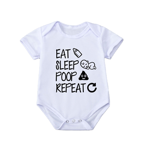 YWHOLA - Mono de Verano para Bebé con Diseño de Letras 'EAT SLEEP POP REPEAT', Manga Corta, Diseño Triangular, Tejido de Punto de Poliéster - Product Image 1