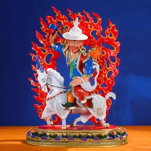 Shan Jian Dharma Protector's Statues Painted Buddha Statues Tibetan Tantric Buddha Statues Buddha Platform Decoration Pure