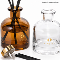 Bouteille diffuseur de parfum en verre transparent ambré rond avec logo personnalisé, vide, 50 ml, 100 ml, 150 ml, 250 ml, 500 ml, récipient d'aromathérapie