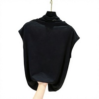 T-shirt en jersey modal respirant à col montant et manches courtes pour femme, coupe ajustée, décontracté, été