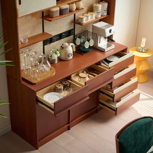 Retro Solid Wood Sideboard <b>Wall</b> Mounted Tall <b>Cabinet</b> Nordic Japanese Style Wine Storage <b>Display</b> <b>Cabinet</b> Living Room Furniture - Product Image 4