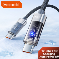 Cable de Carga Rápida PD Toocki 100W C-C con Chip E-Marker, Pantalla Digital Inteligente y Núcleo de Cobre Estañado Reforzado para Laptop