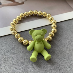 LS-C5045 Braccialetto con Orsetto Carino per Donne, Regalo Colorato, Bracciali Cartoon per Vacanze, Braccialetto con Perline Placcato Oro, Design di Alta Qualità - Product Image 3