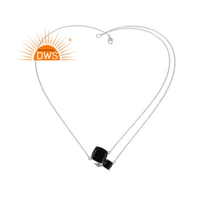 ผู้ผลิตสร้อยคอพลอยเพทายสีดำ ผู้จัดจำหน่ายเครื่องประดับสร้อยคอเงินแท้ คอลเลคชั่นคลาสสิก - Product Image 1