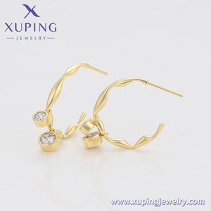 Per <span class=keywords><strong>Xuping</strong></span> gioielli in oro 14K placcato alla moda geometrico semicerchio gancio diamante artificiale orecchini a cerchio da donna X000964497 - Product Image 4