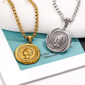 จี้เหรียญชุบทอง 18K PVD ลายโรมัน |   จี้เครื่องประดับสไตล์วินเทจสำหรับสร้อยคอและการทำเครื่องประดับ DIY - Product Image 3