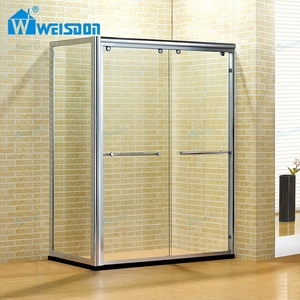 Weisdon nuovo prodotto in lega di alluminio casa <span class=keywords><strong>Hotel</strong></span> bagno incorniciato porta doccia in vetro temperato - Product Image 3