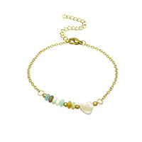 Bracelet Cœur en Acier Inoxydable avec Perles d'Abacus en Pierre Naturelle 520, Nouveau Modèle Numérique Transfrontalier Européen et Américain pour Femme