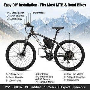 Kit de conversion de vélo <span class=keywords><strong>électrique</strong></span> 72V 3000W avec <span class=keywords><strong>moteur</strong></span> à moyeu sans balais et contrôleur, transmission arrière, ensemble complet - Product Image 5
