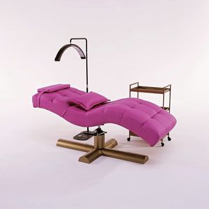 Lit de cils rose moderne pour salon de beauté, matelas de spa incurvé pour lit facial, surmatelas électrique de luxe pour lit de cils de salon de beauté - Product Image 1