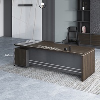 Bureau de direction en forme de L, table de patron en bois épais de 50 mm, poste de travail moderne en MDF avec tiroir de rangement
