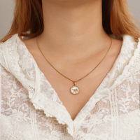 Pendentif circulaire en diamant des Douze Signes du Zodiaque YWXS avec acier inoxydable PVD et émail, collier simple des 12 animaux du Zodiaque pour femme