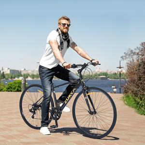 Bicicleta de Carretera ZUKKA 700C para Adultos, 7 Velocidades, Bicicleta Híbrida Unisex con Cuadro de Aleación y <span class=keywords><strong>Frenos</strong></span> de Caliper, Múltiples Colores - Product Image 6