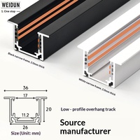 Rail lumineux magnétique en aluminium ultra-fin à montage en surface, blanc/noir, intelligent, encastré, pré-installé, pour éclairage de salon