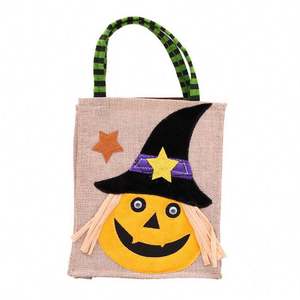Decoraciones de Halloween, Bolsa de Yute con Diseño de Calabaza de Dibujos Animados, Bolsa de Dulces para Niños, Bolsas de Regalo para Niños - Product Image 6