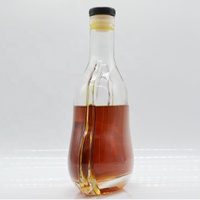 Vente en gros OEM de bouteilles en verre de luxe personnalisées pour rhum, whisky, tequila alcoolisées, 250 ml, 375 ml, 500 ml, 750 ml, avec bouchon en verre