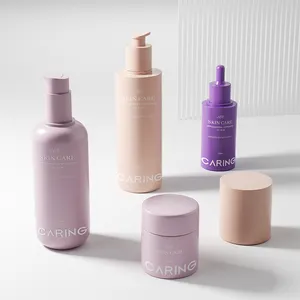 Cosmetici coreani viola personalizzare eco friendly bottiglia di siero di colore plastica di lusso per la cura della pelle set creativo spray flacone