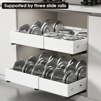 Tiroirs Extensibles en Métal Adhésifs pour Armoires de Cuisine avec Supports et Étagères pour Vaisselle et Bols