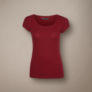 T-shirt uni à manches courtes et col rond surdimensionné en coton 100% écologique pour femmes - Product Image 2