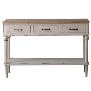 White Vintage <b>Console</b> <b>Table</b> Distressed Antique Style Wood Top <b>Storage</b> Shelf Entryway Desk American Country Decor - Product Image 5