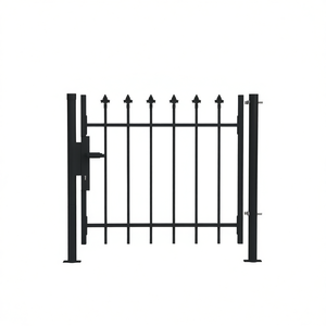 Portail de clôture à pointe de lance 39,4 x 29,5 po, noir thermolaqué, design élégant pour espace extérieur, commande manuelle à bascule - Product Image 1