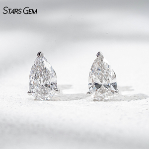 Boucles d'oreilles Starsgem Fine Jewely en or massif 10 carats avec diamants de laboratoire taille poire 1,0 carat - Product Image 1