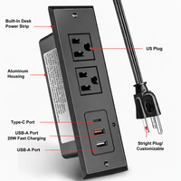 Multiprise de bureau encastrable avec charge rapide USB-C PD 20W, prise d'extension encastrée élégante, pour articles électriques de bureau