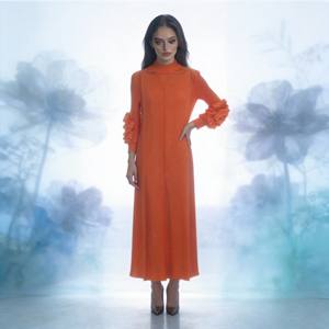 Vestido Abaya de Poliéster Estampado Plisado Elegante de Alta Calidad para Mujeres Musulmanas, Venta al Por Mayor Personalizada - Product Image 3