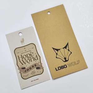 XP-Trendy <strong>Customized</strong> Embossed Logo Kraft Paper Hang <strong>Tags</strong> for Clothing With Black <strong>String</strong> Rope and Heavy Duty Cardboard - Product Image 3