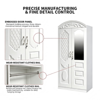 Armoire en acier embossé à 2 portes avec miroir, placard métallique verrouillable pour chambre à coucher, OEM ODM, fabrication sur mesure, livraison directe d'usine