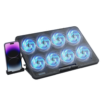 8 Ventilateur silencieux Gaming Laptop Cooling Pad Stable 7-height Stand Réglable Vitesse du vent Port 2-USB Support de téléphone pour ordinateurs portables