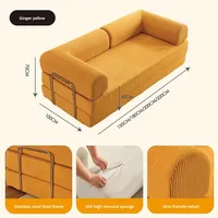Canapé deux places en tissu pour petits appartements, canapé-lit double pliable avec housse amovible et lavable, design moderne