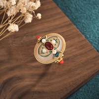 Bague en or cloisonnée de style courtois vintage élégante bague en laiton réglable en forme d'oeuf en forme de gemme géométrique irrégulière avec couleur émail