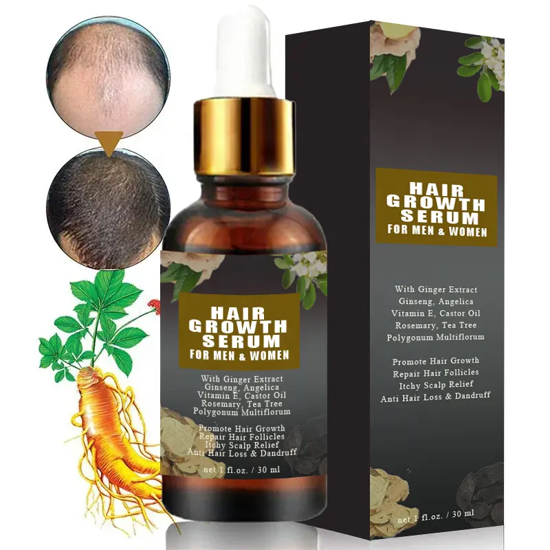 Fábrica Private Label Ginger Hair Growth Serum Natural Hair Growth Oil óleo controle para o cabelo rebrota tratamento