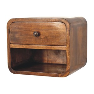 Solid Wood Mini Curve <b>Floating</b> Nightstand 1 Drawer 1 Open Slot Chestnut - Product Image 4