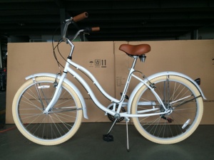 Bicicletta da Spiaggia da Donna 26 Pollici con Pneumatici <span class=keywords><strong>Bianchi</strong></span>, 7 Velocità, Telaio in Acciaio Hi-Ten CE USA, Certificata CPSC - Product Image 5