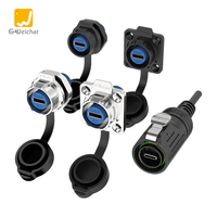 E-Weichat Adaptateur USB IP67 mâle à femelle Prises de courant Type-c Connecteur étanche à montage sur panneau USB