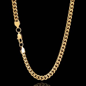 Collar para hombre <span class=keywords><strong>de</strong></span> acero inoxidable chapado en oro <span class=keywords><strong>de</strong></span> 18 quilates, cadena cubana encriptada, collar y pulsera estilo hip hop - Product Image 5