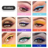 Vente en gros d'eye-liner liquide imperméable à séchage rapide en 8 couleurs, longue tenue, résistant aux bavures et aux transferts, pour créer des looks spectaculaires