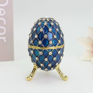 SHINNYGIFTS - Adorno de Huevo Fabergé de Lujo en Esmalte, Caja de Joyas con Pedrería, Decoración para el Hogar, Regalo - Product Image 3