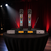 Sistem Mikrofon Nirkabel Profesional Audio Digital Jernih Transmisi UHF Stabil Dua Mikrofon Genggam untuk Pertunjukan Langsung