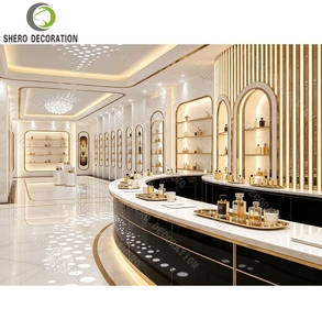 Présentoir de Parfums de Luxe Personnalisé avec Cadre Doré et Marbre, Meuble Vitrine Lumineux pour Magasin de Parfums Tendance - Product Image 2