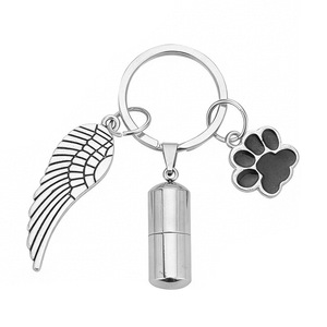 Urna commemorativa per ceneri di animali domestici all'ingrosso dal produttore, portachiavi in acciaio inossidabile placcato oro, contenitore cilindrico per ceneri - Product Image 4