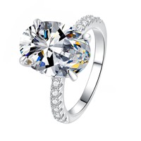 Bague en argent S925 originale avec moissanite ovale de 10 carats (10*14mm) couleur D pour femme, bijoux fins de mariage