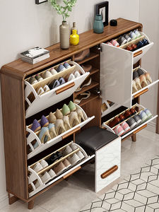 Étagères à Chaussures Fines Modernes Organisateur Réglable Grand Rangement Meuble à Chaussures Simple en Bois Ultra Mince pour Entrée - Product Image 3